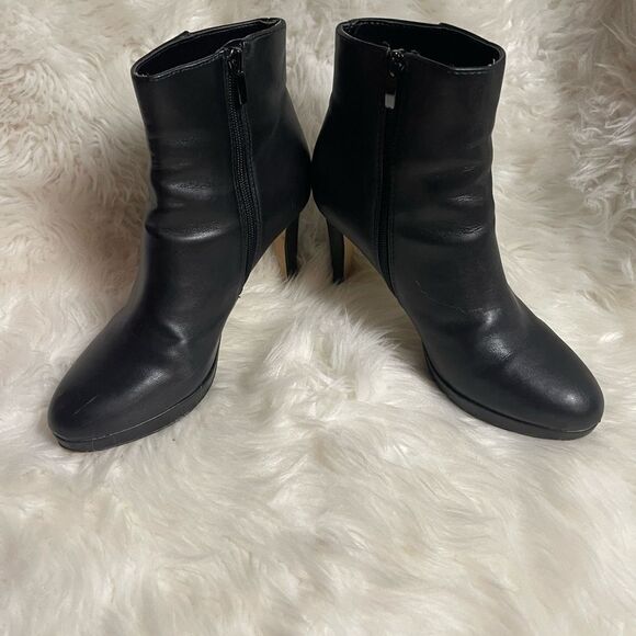Nine West synthetic black ankle platform heel boots side zipper size 8M - Picture 5 of 10